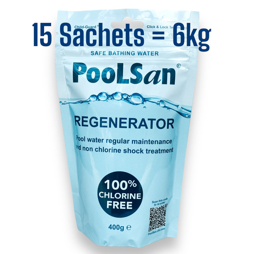 6kg PoolSan Regenerator Non Chlorine Shock, Active Oxygen Granules (15x400Gr sachets) - PoolSan Official UK Site