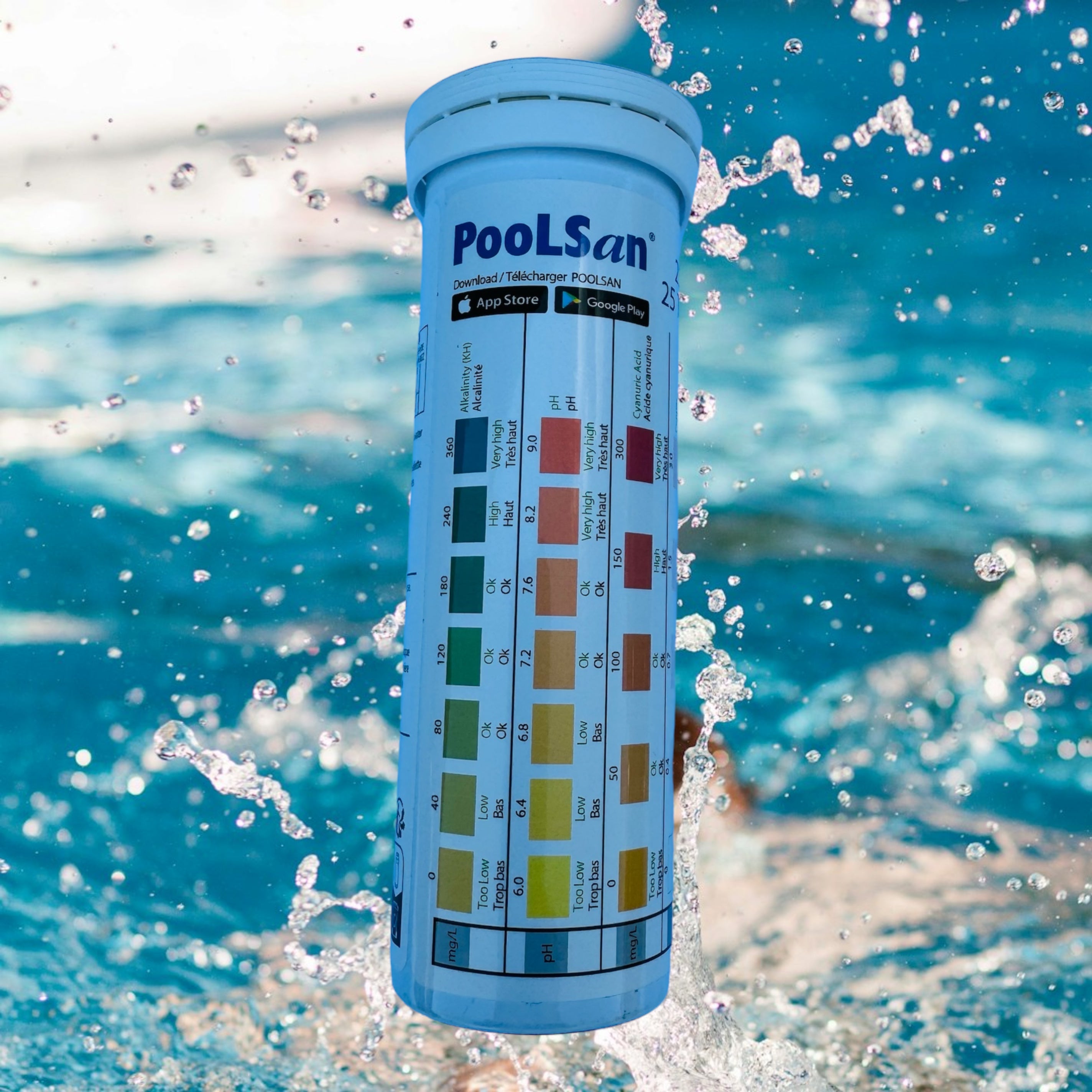 PoolSan 8 in 1 Test Strips Total Alkalinity, pH, Cyanuric acid, Copper, Free Chlorine, Total Chlorine, Active Oxygen, Total Hardness - PoolSan Official UK Site