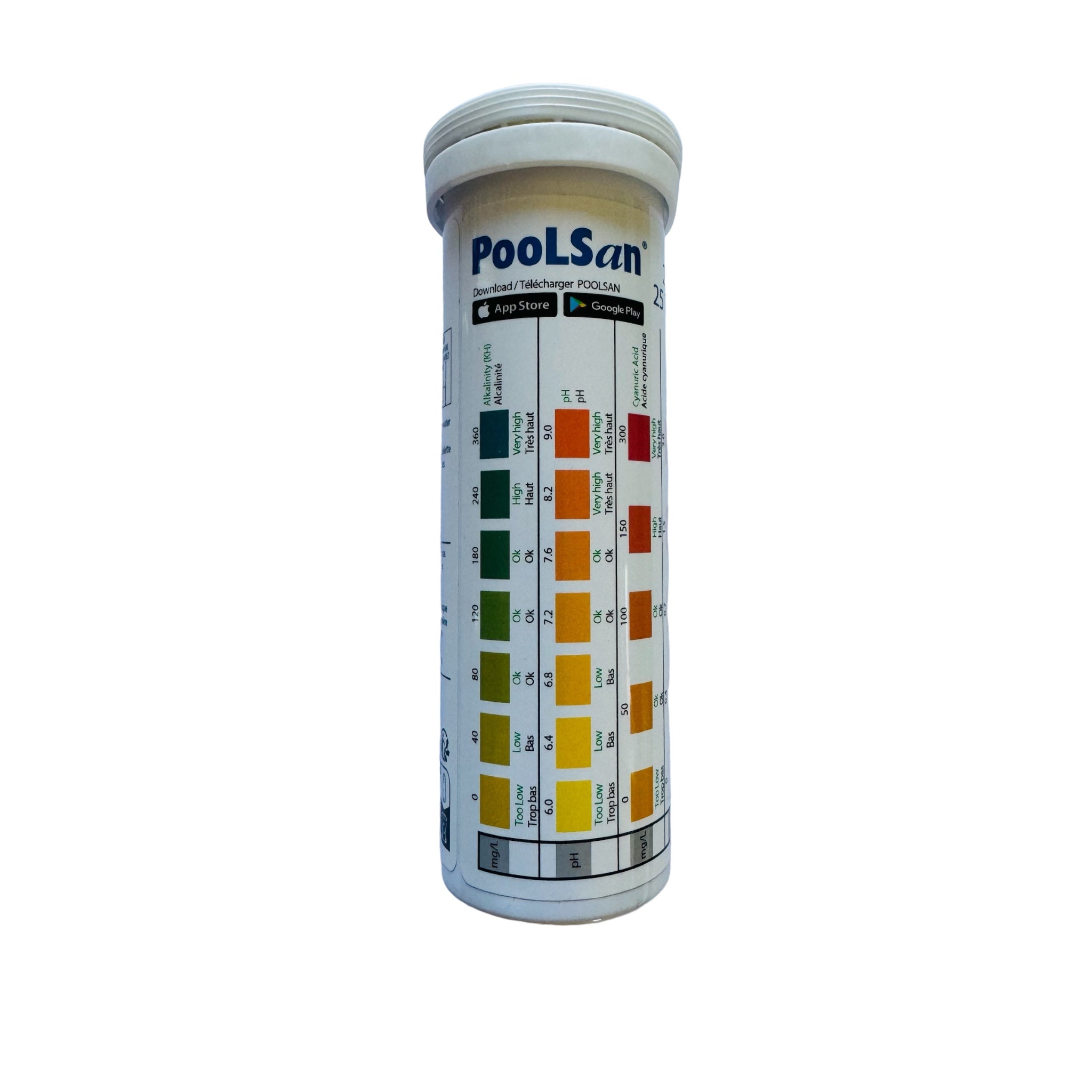 PoolSan 8 in 1 Test Strips Total Alkalinity, pH, Cyanuric acid, Copper, Free Chlorine, Total Chlorine, Active Oxygen, Total Hardness - PoolSan Official UK Site