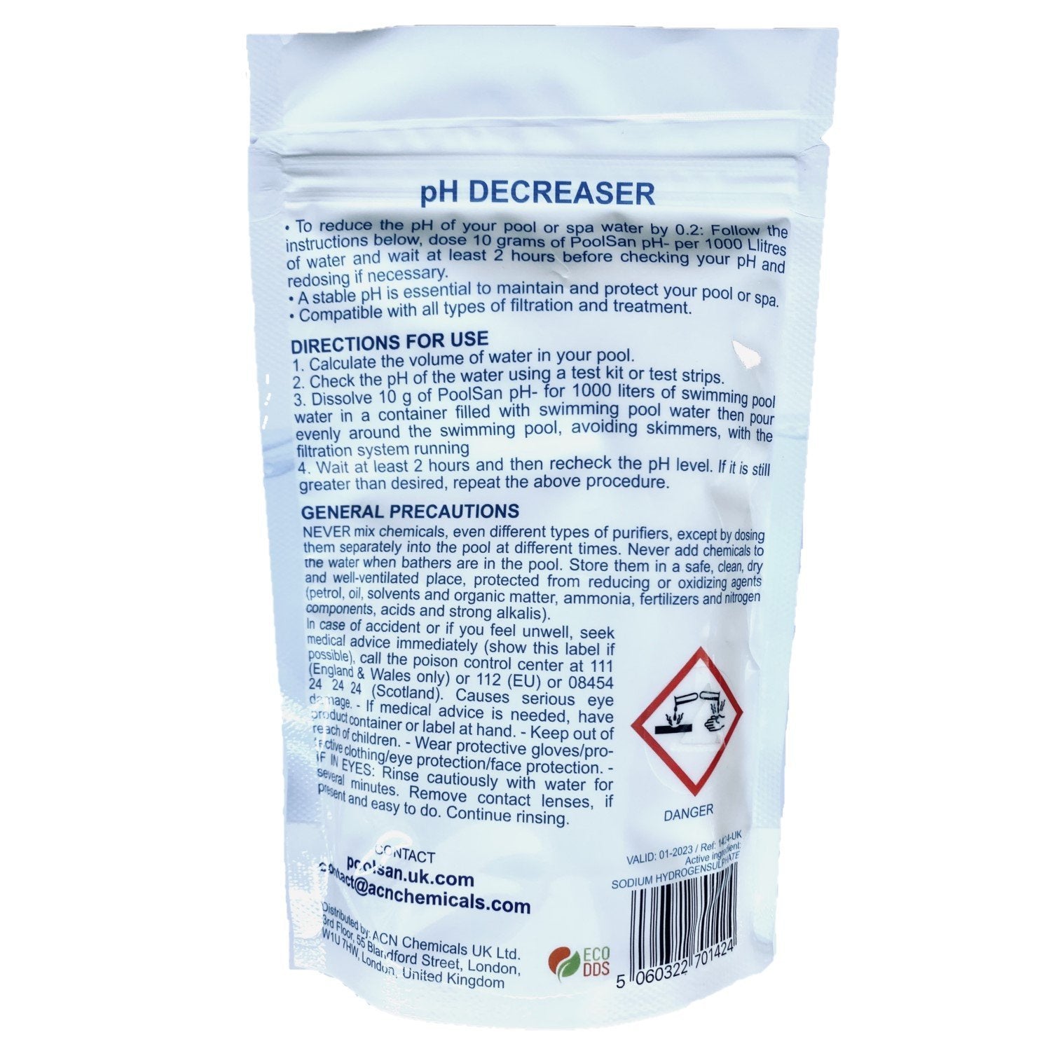 PoolSan pH Minus pH reducer and alkalinity reducer 1200gr for pools & hot tubs - PoolSan Official UK Site